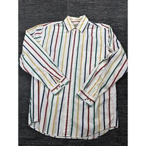Eddie Bauer Vintage 90s Striped Button Up Shirt Men's Large Colorful